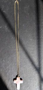 Designer Rose Quartz Stone Cross Necklace